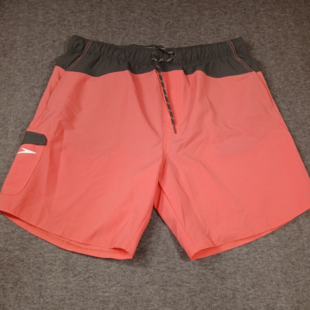 Speedo Swim‎ Trunks Mens XL Coral Grey Colorblock Cargo Board Shorts 20220918